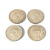 Image 1 : 4 Canadian King George VI Silver Quarters - .800 Silver - Circulated (1939, 44, 45 and 47)