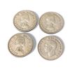 Image 1 : 4 Canadian 1950s Silver Quarters - .800 Silver - Circulated (1950, 53, 55 and 57)