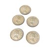Image 1 : 5 Canadian Silver Quarters - .800 Silver - Circulated (1954, 56, 58, 59 and 61)