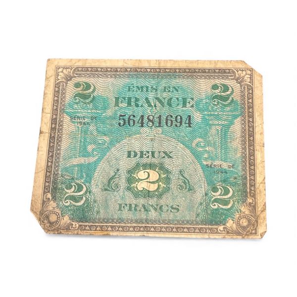 1944 Deux Francs Banknote - Circulated Currency
