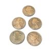 Image 1 : 5 Great Britian One Penny Coins -  Young Queen Victoria -(1867, 81, 87, 89, and 1890) - Circulated