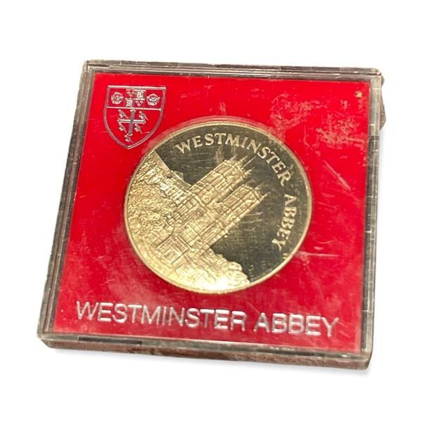 22KT Gold Plated Westminster Abbey Keepsake Medallion in Original Case