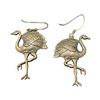 Image 1 : Pair of Sterling Silver Flamingo Earrings on Shepard's Hooks - 1.5" long - Total weight: 6 grams