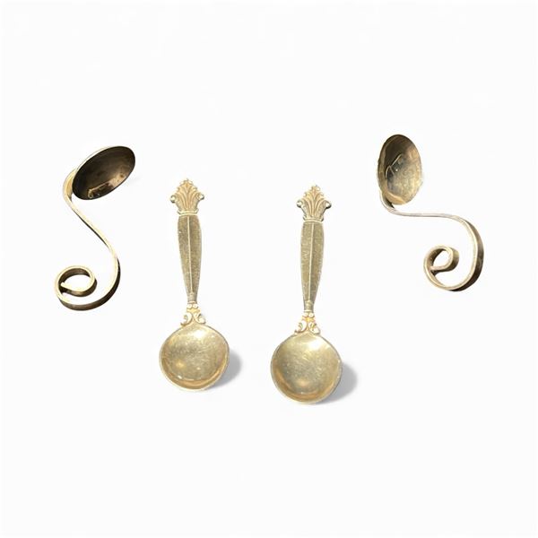 4 Vintage Sterling Silver Salt/Condiment Spoons 2" and 2.75" (the longer spoons are stamped Denmark)