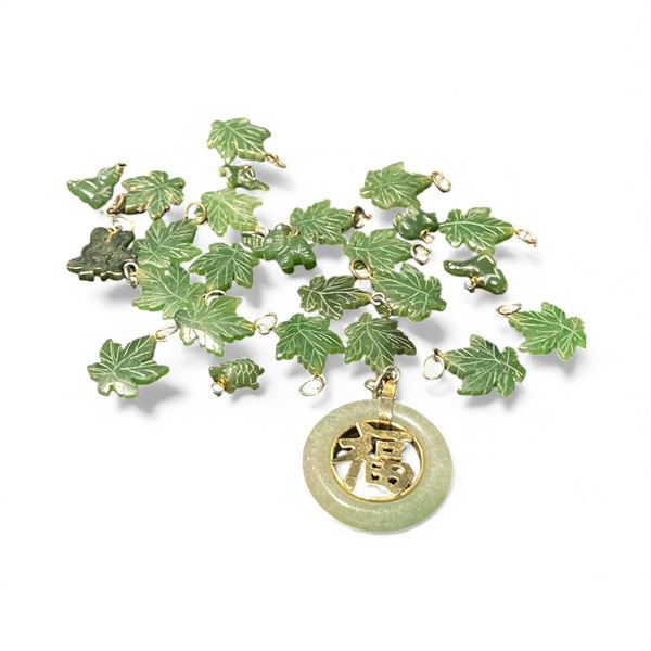 Round Jade Pendant & 26 Jade Charms (Pendant is 1.25" diameter)