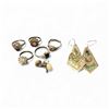 Image 1 : Mexican Silve Abalone Earrings, Vintage Earrings & 5 Silver Rings - Total Weight: 21 grams