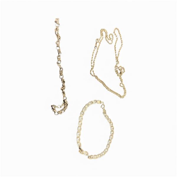 23" Sterling Chain & 2 Sterling Bracelets (1 bracelet missing it's clasp) - Total weight: 18.5 grams