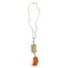 Image 4 : Chinese Carved Jade Dragon and Phoenix Pendant Necklace - Pendant is 5mm x 40mm x 59mm long. Hung on