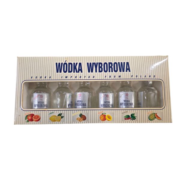 Vintage Gift Set of Fruit Flavoured Wodka Wyborowa Polish Vodka (6 x 50ml bottles) - Full Bottles