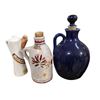 Image 4 : 4 Vintage Liquor Decanters and Bottle - Old Fiddle 1/2 Pint, Small Blue Ceramic Whiskey Jug, Royal C