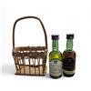 Image 1 : Vintage Henriques & Henriques Madeira Minis Gift Set in Wicker Holder - 1 each of 50ml White & Red M