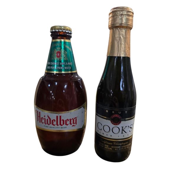 Vintage Sealed Heidelberg Beer &  187ml Cooks Brut Champagne - Both bottles are unopened