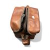 Image 1 : Brown Leather Bag w/Camera Parts - Lens, Flash, Paper, Wire, Etc.
