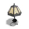 Image 1 : Antique Bradley & Hubbard Slag Glass Table Lamp - Heavy Cast Metal Filigree