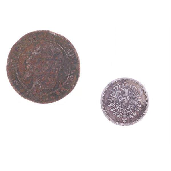 Tombstone Found 19th C. European Coin Pair