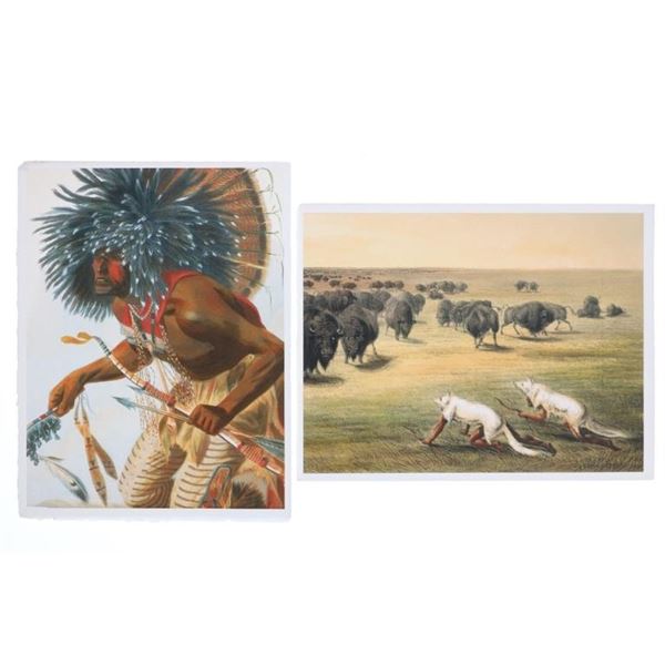 Karl Bodmer & George Catlin Color Tinted Etchings