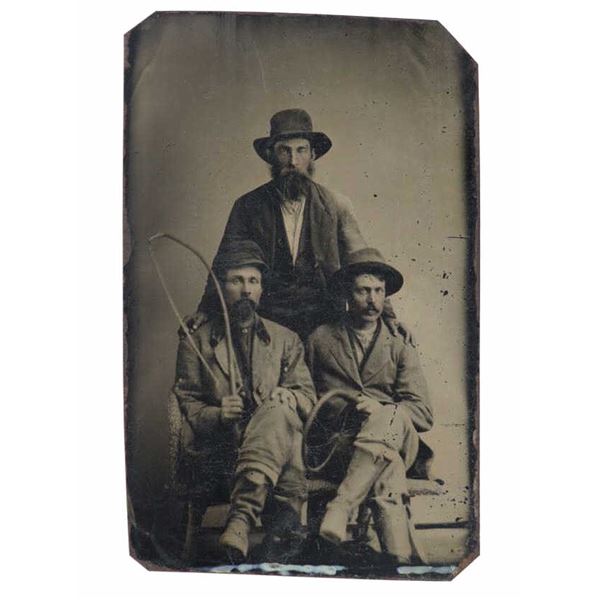 Rare Cattle Drovers Tintype Photo ca. 1860-70s
