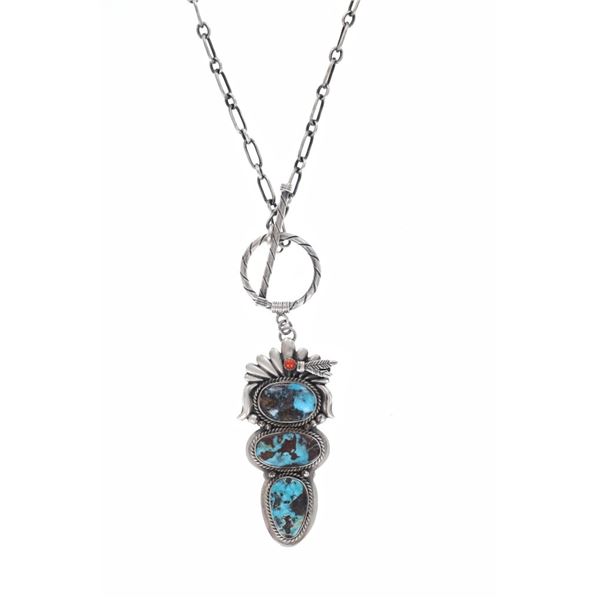 Navajo E. Richards Sterling & Turquoise Necklace