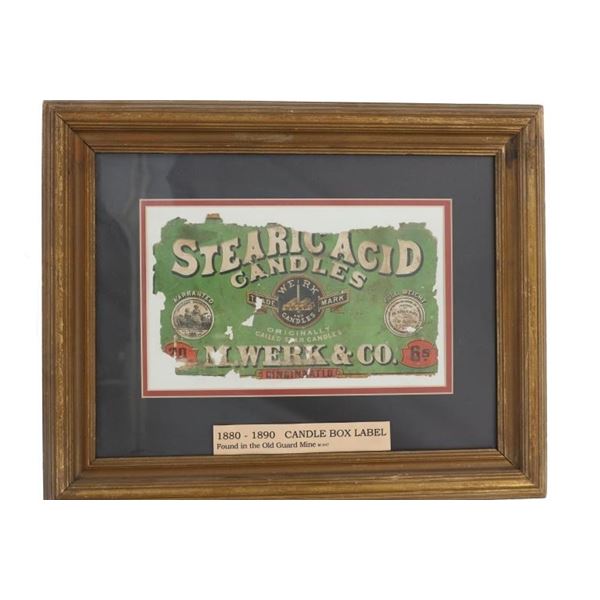 Ca. 1880 M. Werk & Co. Framed Candle Box Label