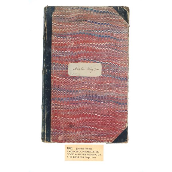 1881 Anchor Consolidated Gold Silver Mining Ledger