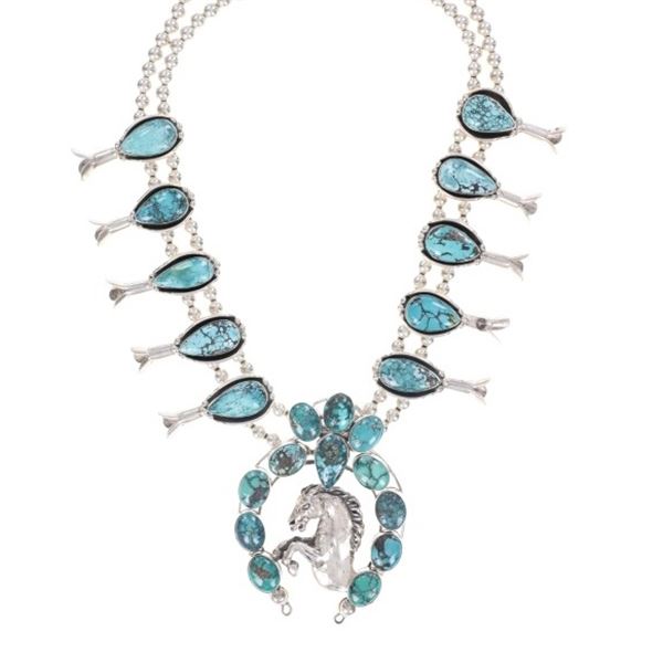 STUNNING Navajo Number 8 Turquoise Squash Blossom