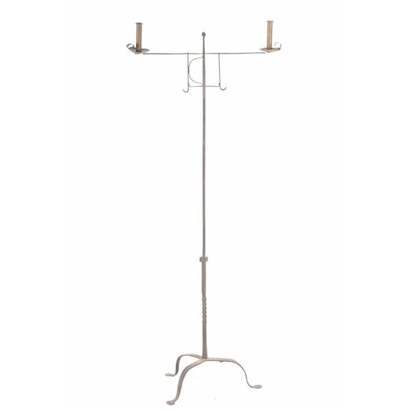 18th C. NE Familial Estate Forged Iron Candelabra