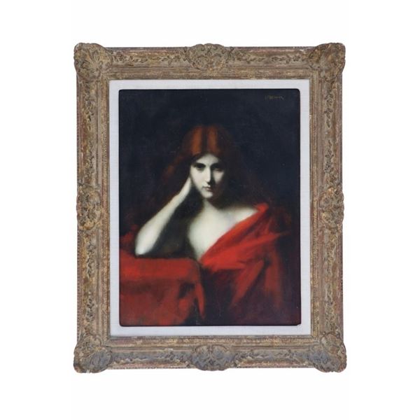 Rare Jean-Jacques Henner Young Red-Haired Girl Oil