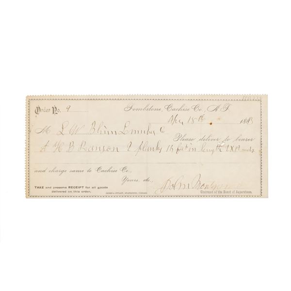 O.K. Corral Founder John Montgomery Signed Receipt