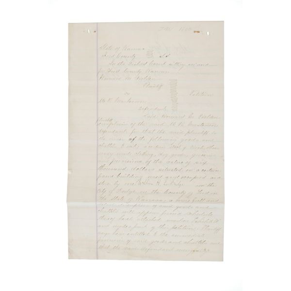 Original Ca. 1880 Bat Masterson Document