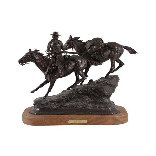 Earle E. Heikka "Pursued" Early Bronze Sculpture
