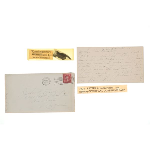Wyatt Earp Signed Josephine Earp John Flood Letter