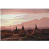 Image 5 : Michael Coleman (1946-) Oil of Tipi Camp at Sunset