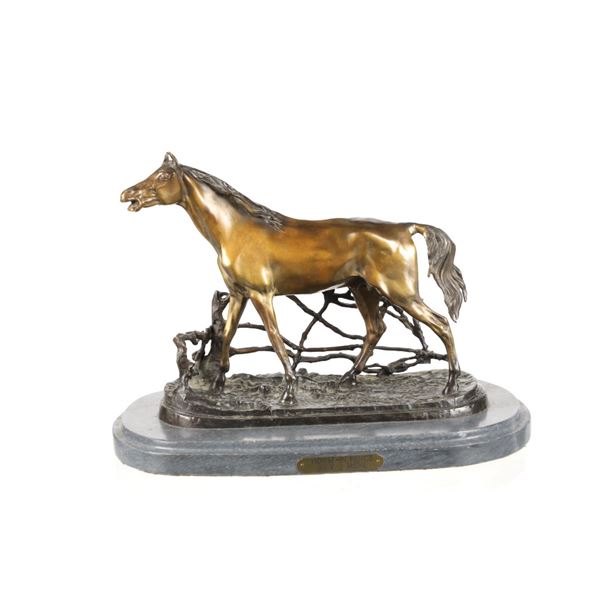 Pierre-Jules Mêne (1810-1879) "Horse-In Fence"