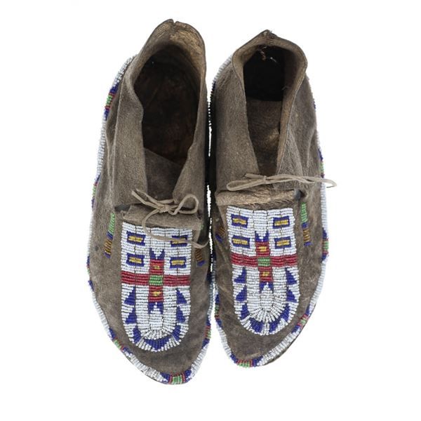 Ca. 1870 Crow Beaded Buffalo Moccasins ex-Cowan's