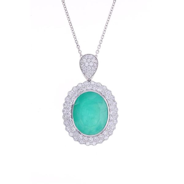 GGA 46.78CTW Columbian Emerald & Diamond Necklace