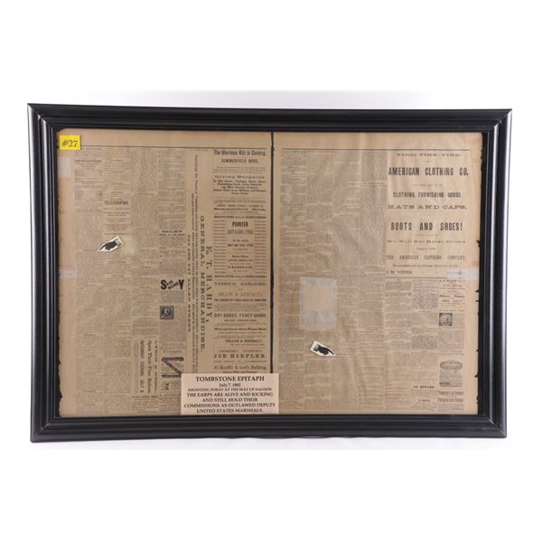 Earp's Are Alive Tombstone Epitaph Newspaper