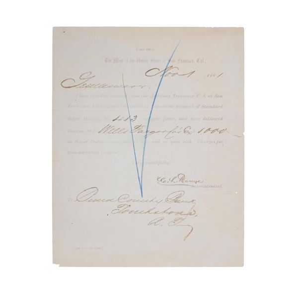 US Mint 1881 & Tombstone Signed Letter