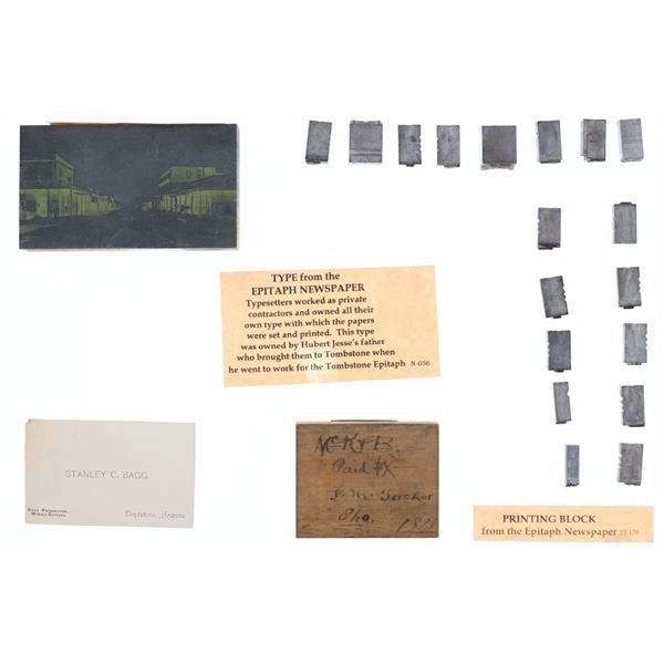 Tombstone Epitaph Type Set & Printing Blocks c1880