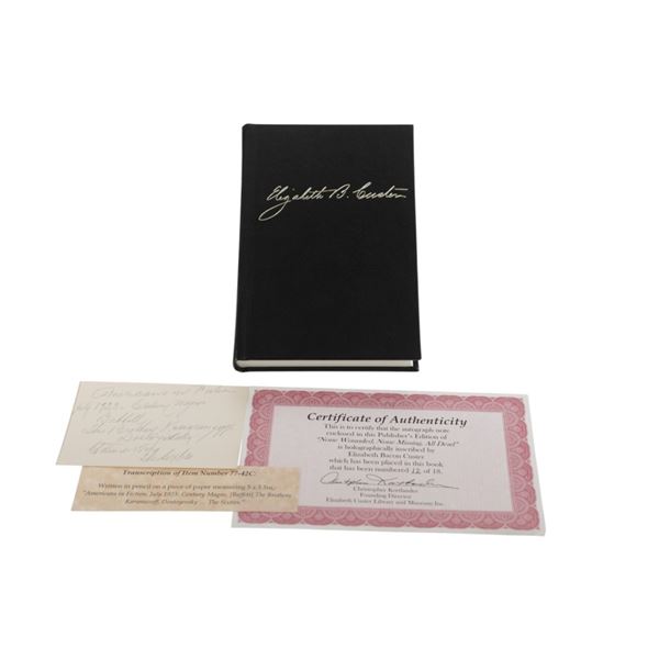 Elizabeth Custer "None Wounded" Autographed Book