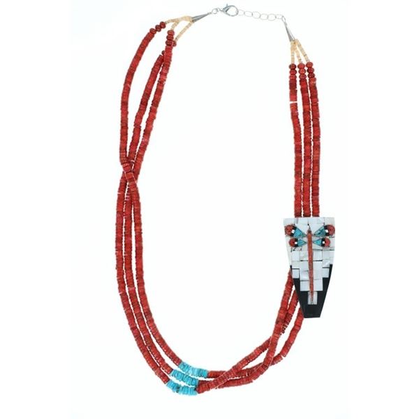 Santo Domingo Pueblo P & R Rosetta Inlay Necklace