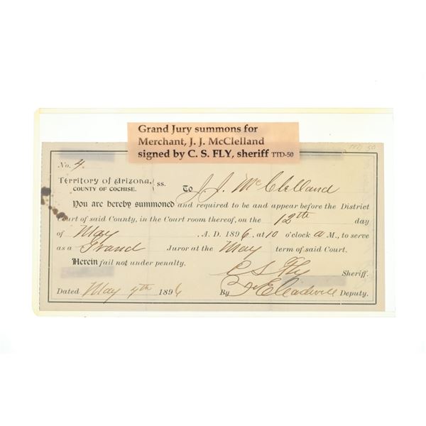 Sheriff C.S. Fly & JJ McClelland Signed Summons