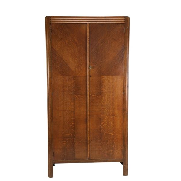 Art Deco Tiger Oak Wardrobe Cabinet 1900-1920
