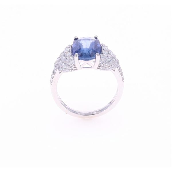 GGA Platinum, 3.78CTW Sapphire & Diamond Ring