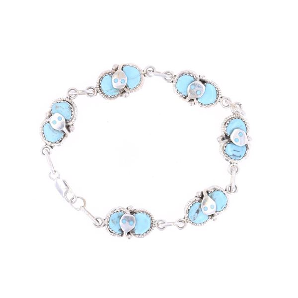 Zuni Effie Calavaza Sterling & Turquoise Bracelet