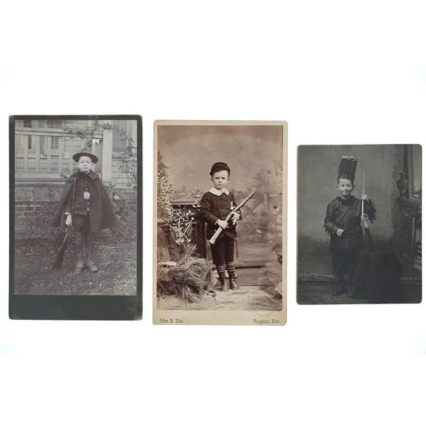1800's Children w/ Guns Cabinet Cards & CDV