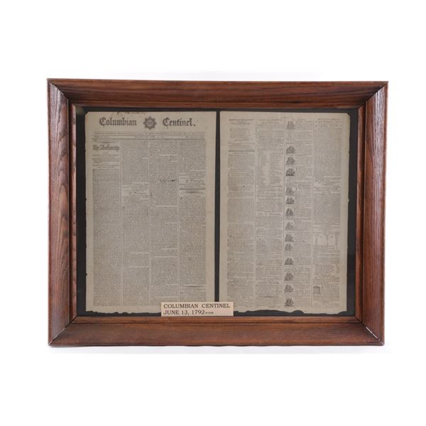 RARE 1792 Columbian Centinel. Washington Act Paper