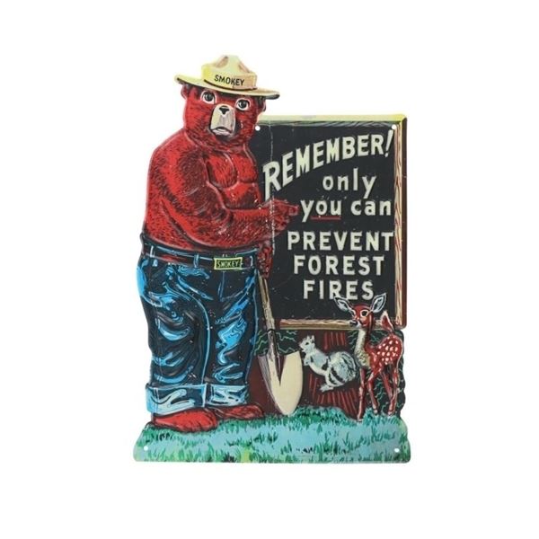 Smokey The Bear Embossed Polychrome Sign