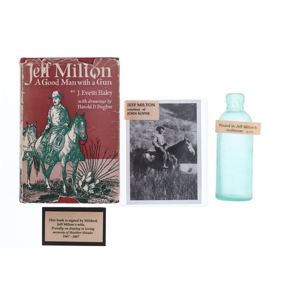 Jeff Milton (1861-1947) Signed Book Photo & Bottle