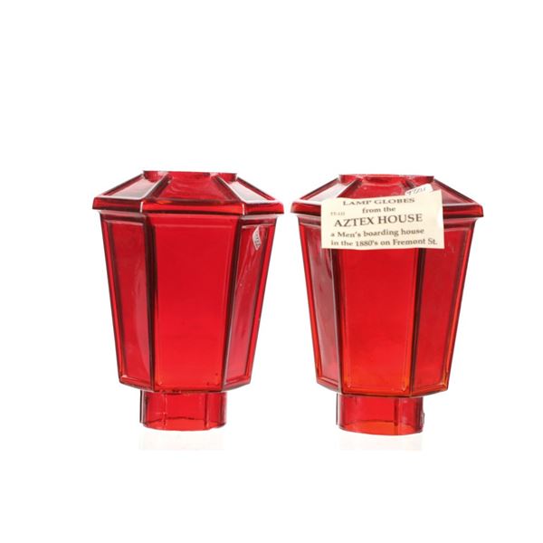 1880 Aztec House, Tombstone, A.T Red Lamp Globes