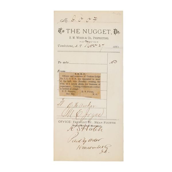 1881 R.S. Hatch & Milt Joyce Signatures